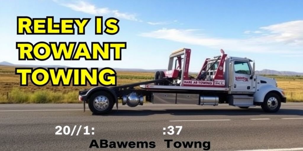 Tow truck ready for roadside assistance in a scenic setting.