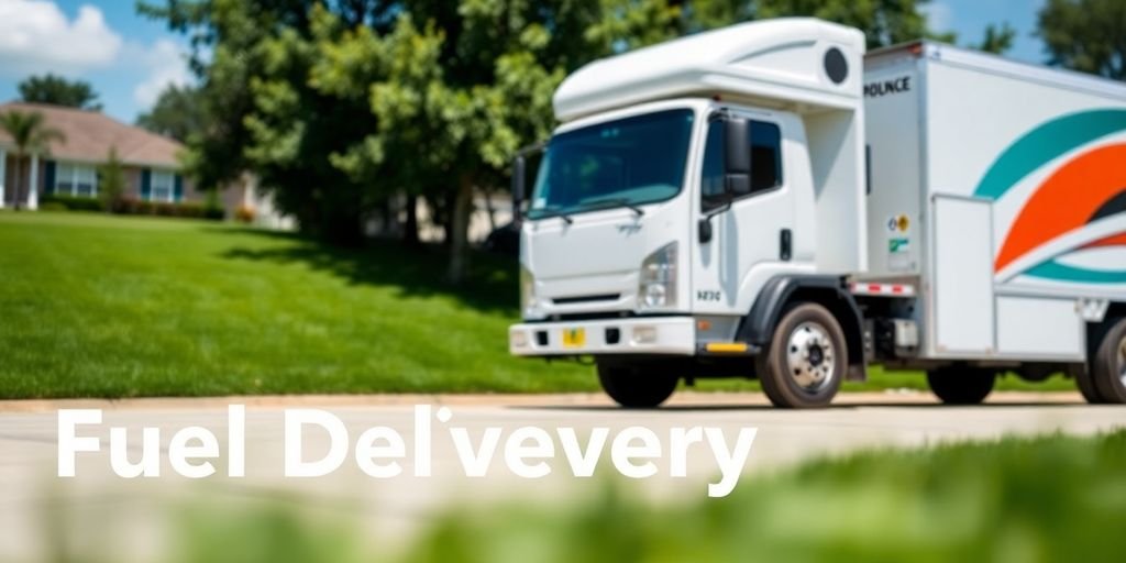 Fuel delivery truck in a residential driveway in Jacksonville.